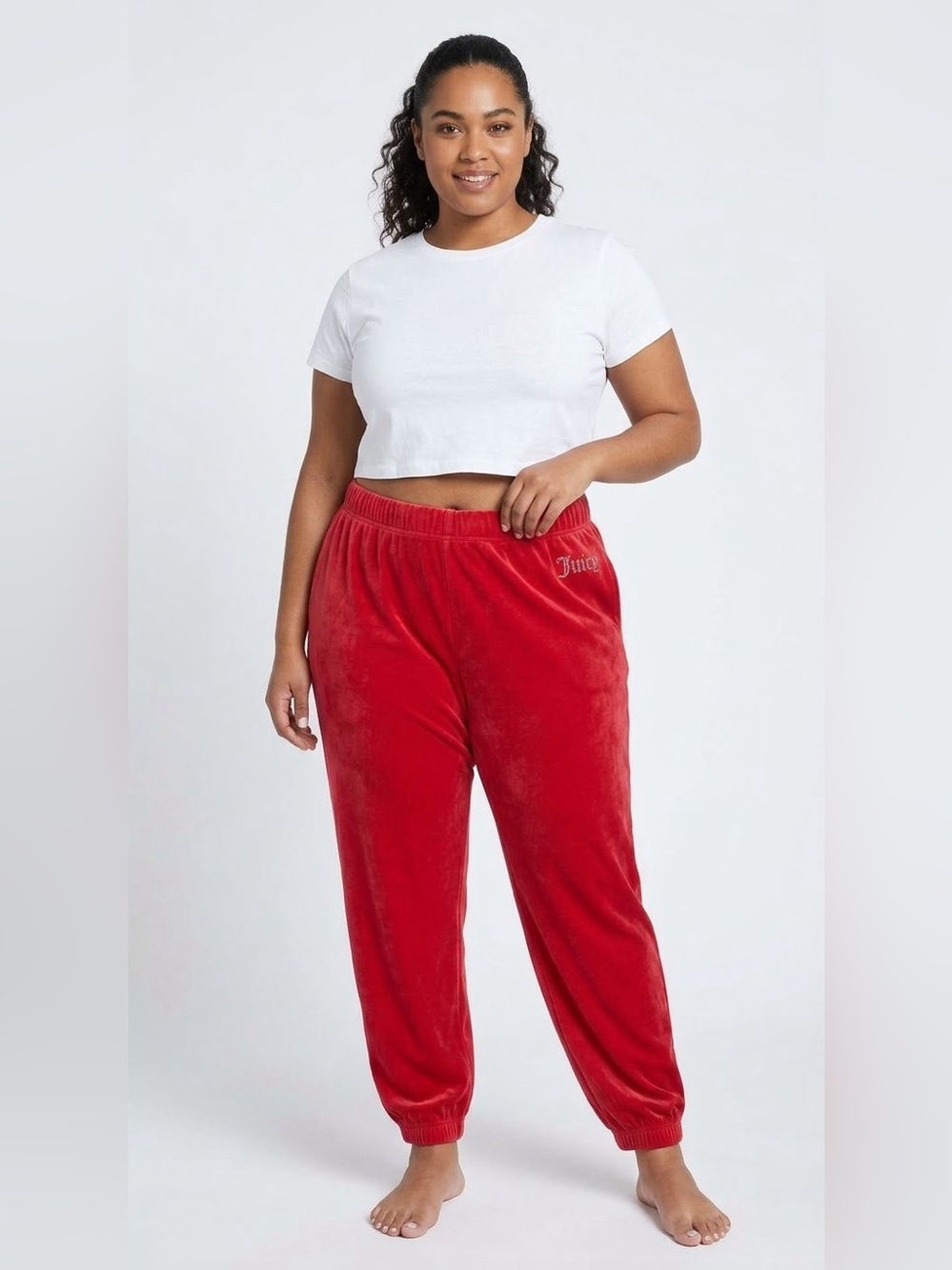 Juicy Couture Dark Pink Velour Rhinestone Logo Jogger Pants - Size XL
